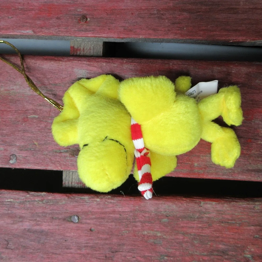 VTG Peanuts Woodstock Plush Christmas Ornament Red Scarf Yellow Bird 4